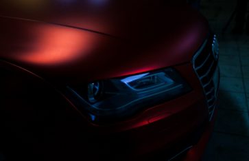 Audi A7 (Red matt chrome) первый в России. Оклейка автомобиля эксклюзивным материалом.