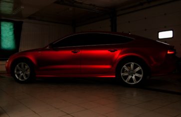 Audi A7 (Red matt chrome) первый в России. Оклейка автомобиля эксклюзивным материалом.
